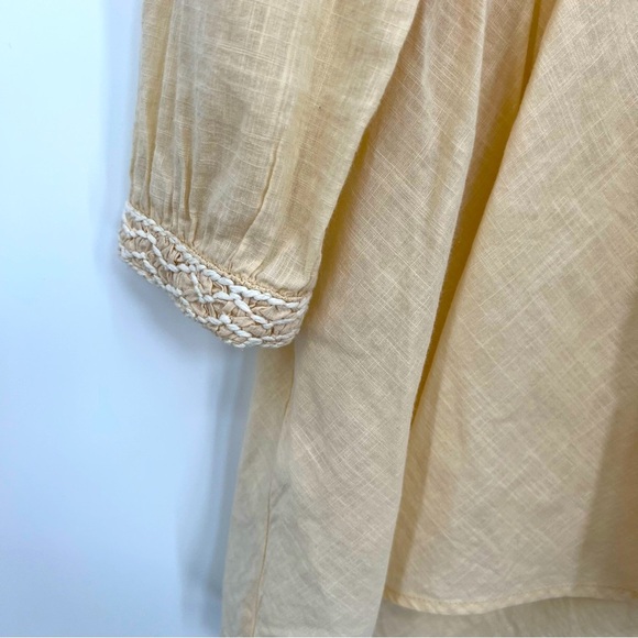 Hoss Intropia Beige Peplum Sheer Embroidered Tassel Blouse Shirt Top FR3 US 6 - Picture 6 of 10